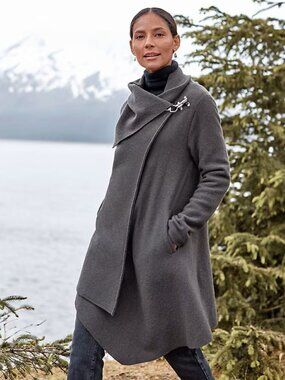 Garnet Hill Asymmetrical Boiled Wool Coat
